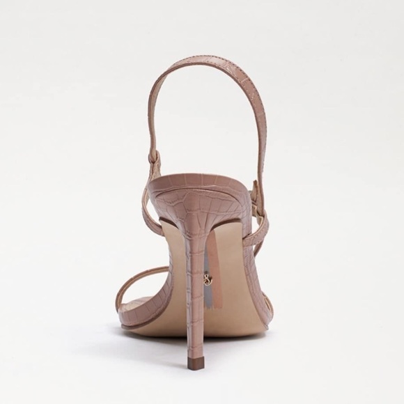 Sam Edelman Doran Maple croc embossed print leather heels sandals nude Sz‎ 10 M - Picture 5 of 14